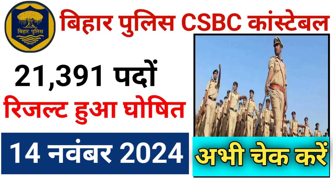 Bihar police Constable result 2024 Out : बिहार पुलिस CSBC कांस्टेबल रिजल्ट 2024