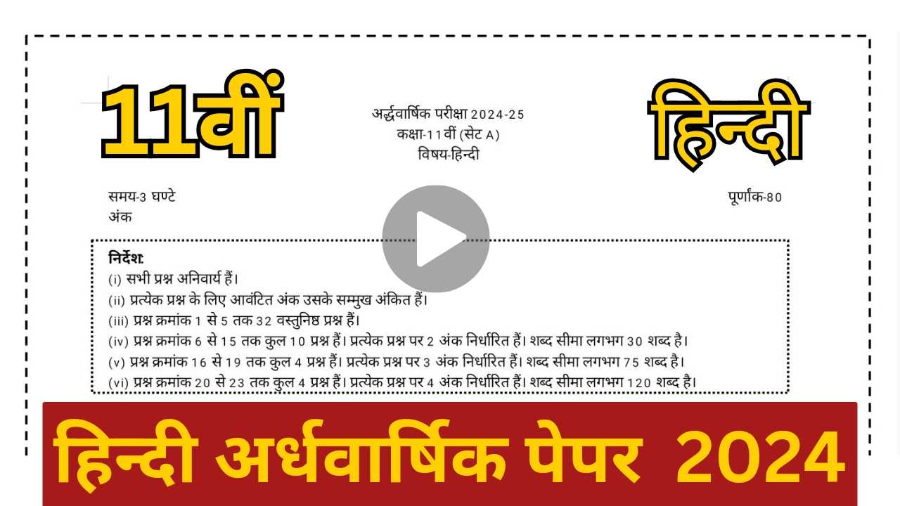 Ardhvaarshik Paper 2024-25 Class 11th Hindi